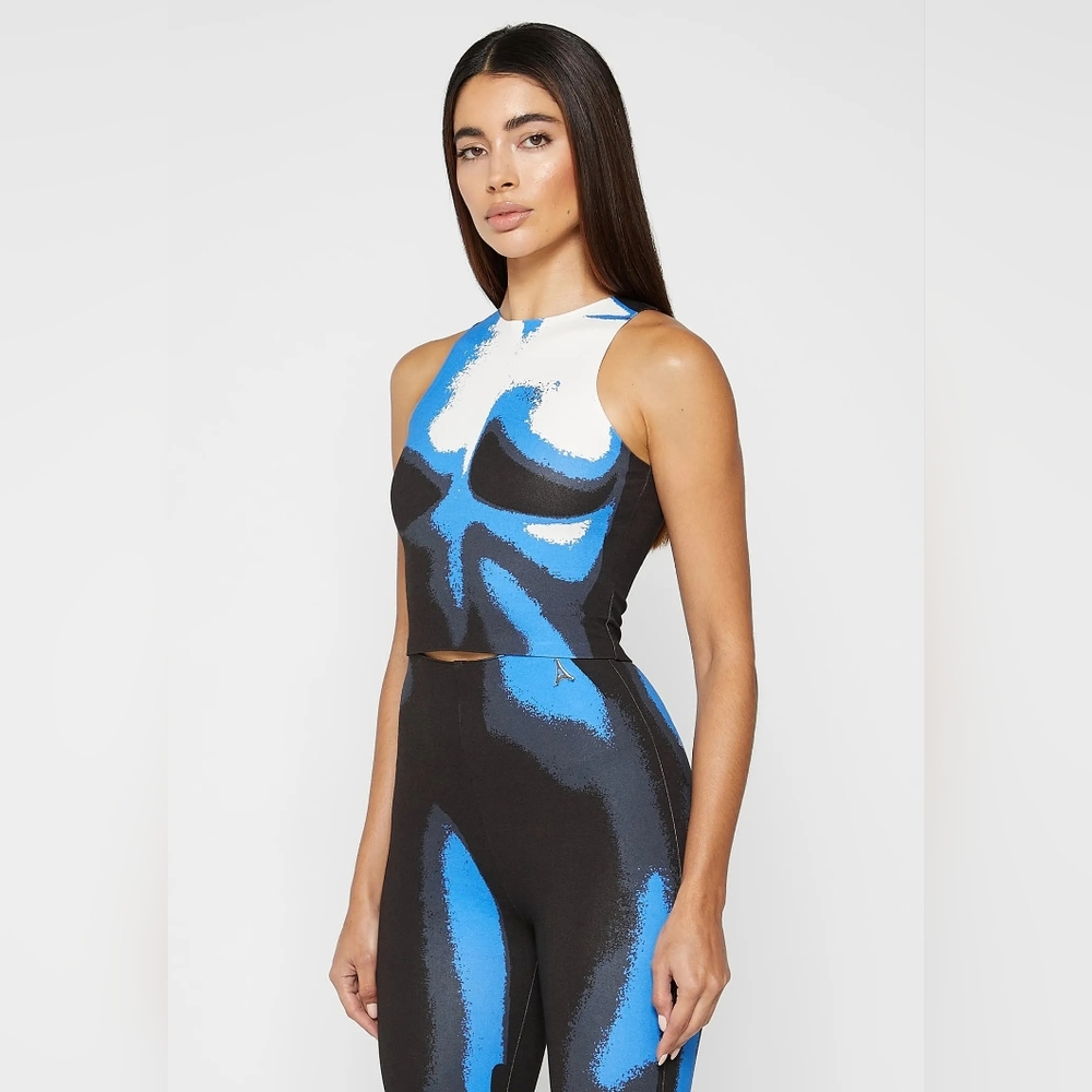 MDV Manière De Voir Abstract Graphic Sculpt Racer Crop Top (UK 8) US 4